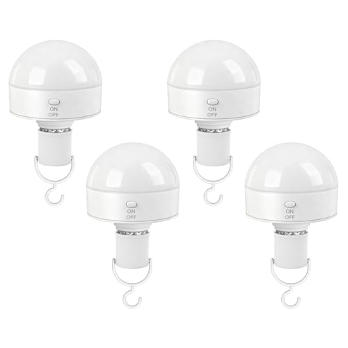 Kimjo E27 Rechargeable Bulb with Remote Control Set of 4-10W Rechargeable Bulb with USB Battery 3 Colours Dimmable – Magnetic Removable Bulbs with Battery Lamp for Camping