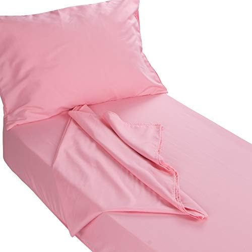NTBAY Toddler Sheet Set - 3-Piece Microfiber Crib Sheet Set - Flat Sheet, Fitted Sheet, Pillowcase - Solid Toddler Bedding, PinkOEKO-TEX STANDARD 100