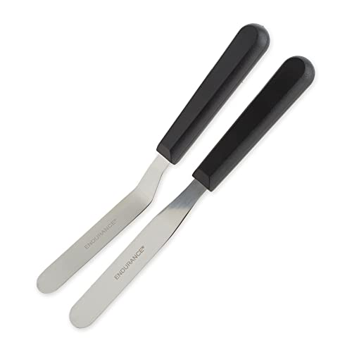 RSVP International Endurance Baking Supplies & Accessories Straight & Offset Spatula Set, Stainless Steel Blade, Dishwasher Safe, Cake Decorating Supplies, 12.25″ Length