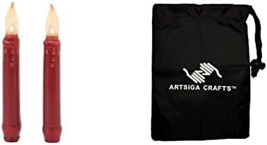 Darice Candle Tapper LED 6in. Wax Dip Burgundy w/ Timer 2Pc (6 Pack) 6205 18 bundled with 1 Artsiga Crafts Small Bag