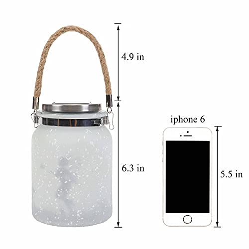 Joyathome Solar Lantern Fairy Lights, Frosted Glass Mason Jar Warm White 20 LED String Lights Outdoor Hanging Decoration for Table Tree Garden Yard