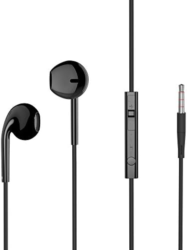 MXditect A-21222 Sports Earphones with Horn Earbuds with Mic Stereo Wired In-Ear Earphones Jack Headphones for iPhone/Android - 3.5 mm - Black
