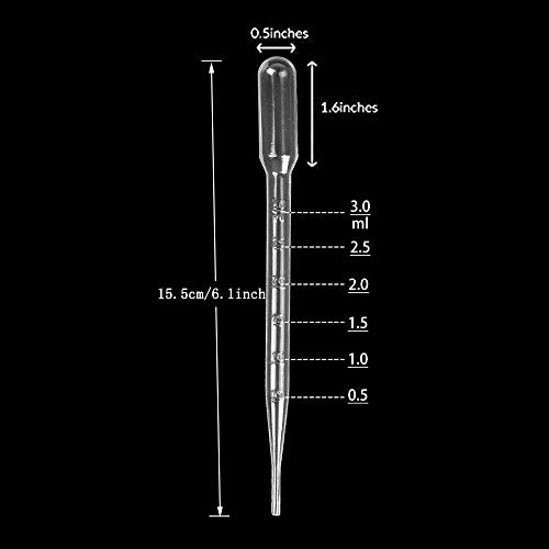 Disposable Plastic Transfer Pipettesï¼ŒBEBEEPOO 200PCS 3ml Dropping Pipettes Suitable for Essential Oils & Science Laboratory Makeup Tool