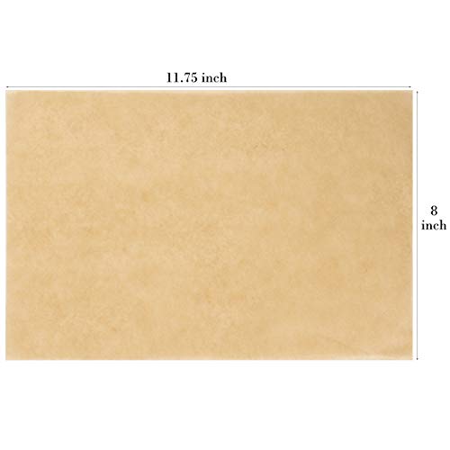 Parchment Paper Baking Sheets - 200pcs Non-Stick Unbleached Cookie Baking Paper Liners for Cooking Grill Steam Baking Pans - No Curl or Burn, Oven Safe, 11.8 X 8 Inches Brown, with Silicone Brush