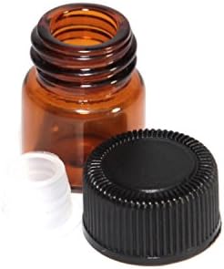 1/4 Dram AMBER Glass Vial - Screw Cap w/ Orifice Reducer - Pack of 24