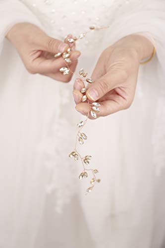Kercisbeauty Bridal Crystal Gold and Silver Rose Gold Hair Vine Hair Halo Rhinestone Hair Wreath Wedding Headband Bridal Headpiece Crystal Headband Wedding Hair Accessories (Rose Gold)