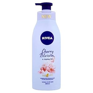 NIVEA Oil In Lotion Cherry Blossom & Jojoba Oil 400 ml, Replenishing Body Lotion with Cherry Blossom & Jojoba Oil, Intensive Moisturising Cream