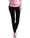 HDE Women's Maternity Yoga Pants Pregnancy Stretch Fold Over Lounge Leggings (Black with Pink, Medium)