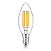 Led Candelabra Bulb, Goodia 6W LED Filament Candle Light Bulb, 2700K Warm White, 60W Incandescent Replacement, E12 Candelabra Base Lamp, Clear Glass C35 Torpedo Shape Bullet Top, 6 Pack