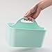 mDesign Plastic Makeup Storage Organizer Caddy Tote - Divided Basket Bin, Handle for Bathroom - Holds Eyeshadow Palettes, Nail Polish, Makeup Brushes, Blush, Shower Essentials - Small, 2 Pack - Mint
