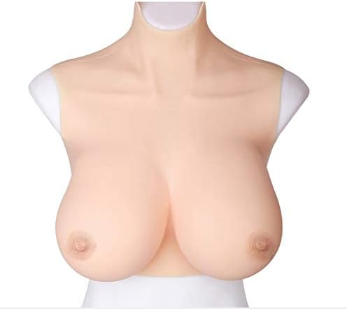 QIQI Camouflage Silicone Breast High Collar Halter Half Body Solid Breast Corset Fake Breast Fake Breast,ivorywhite,E