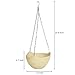 MyGift Hanging Planter Self-Watering Indoor Pots with Drainage Hole, 3 Pack Hanging Plant Container with Metal Chain (Blue/Yellow/White)
