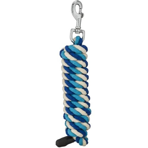Tough1 6ft Cotton Lead with Bolt Snap - Denim Blue/Light Blue/Cream
