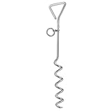 Easy-In 18 Dog Tie-Out Stake - Heavy Duty Steel - Chrome Finish by ProTool