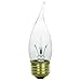 Sunlite 60EFC/32 Incandescent 60-Watt, Medium Based, Chandelier Bulb, Flame Tip, Clear