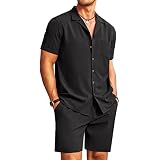 Men's 2-Piece Hippie Beach Set - Short Sleeve Shirt & Shorts Outfit For Summer