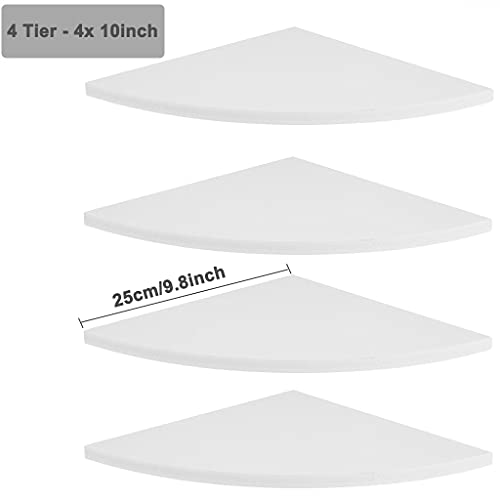 IronBuddy 4 Tier Floating Corner Shelf White Wall Mounted Corner