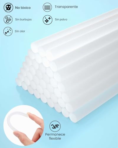 SHALL Mini Hot Glue Sticks, 7mm x 200mm, Pack of 100 Transparent Hot Glue Gun Sticks, Versatile for Kids and Adults DIY Making