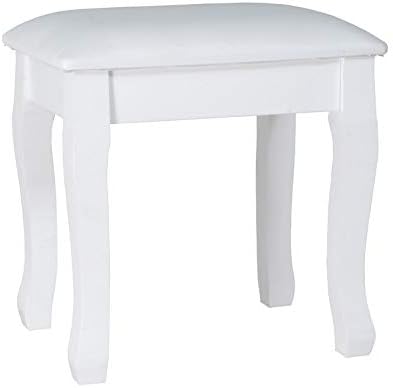 Facilehome Wooden Dressing Vanity Stool Makeup Stool Makeup Chair Bench with Cushion Piano and Solid Wood Legs Seat Chair (White)