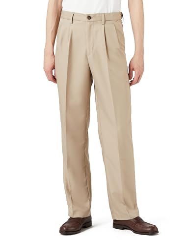 [Amazon Essentials] スラックス タック入り ウエスト調整 クラシックフィット メンズ カーキブラウン W33 / L30