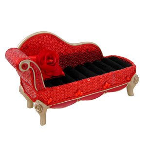 Sequined Rose Chaise Lounge Ring Holder, Red