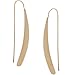 Humble Chic Curved Flat Bar Dangles - Hypoallergenic Metallic Long Linear Tear-Drop Matte Polished Threader Earrings, 14k Yellow - Matte, 10k Yellow Gold-Electroplated Brass, Hypoallergenic