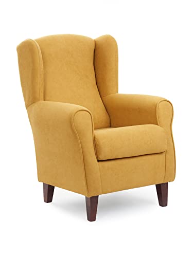 Sillonea - Poltrona Paraorecchie Roma: Poltrona ergonomica rivestita in tessuto antimacchia, ideale per la lettura e il relax in salotto - Misure della poltrona singola: 100 x 74 x 77 cm