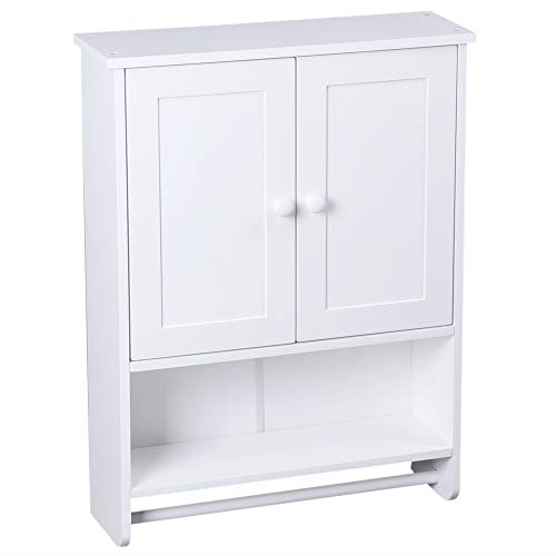 Wall Mounted Bathroom Storage Cabinet Bathroom Cabinet Organizer with Tower Hanger White