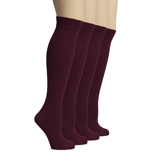 Hugh Ugoli Women's Bamboo Knee High Socks | Comfort Seam Long Dress Socks, Soft & Lightweight | Shoe Size 5-8/8-11, 4 Pairs