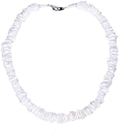 Dressin Puka Shell Necklace for Women Boho Tropical Beach Puka Chips Shell Surfer Choker Jewelry Mens Womens