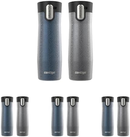 Contigo AUTOSEAL West Loop Vacuum-Insulated Stainless Steel Travel Mug with Easy-Clean Lid 20 oz Crystal Blueberry; Crystal Sake (Pack of 8) Image