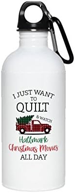 I Just Want To Watch HALLMARK CHRISTMAS MOVIES All Day, Sewing Stainless Steel Water Bottle, Buffalo Plaid, Christmas Tree Truck Stainless Steel Water Bottle, Christmas Stainless Steel Water Bottle