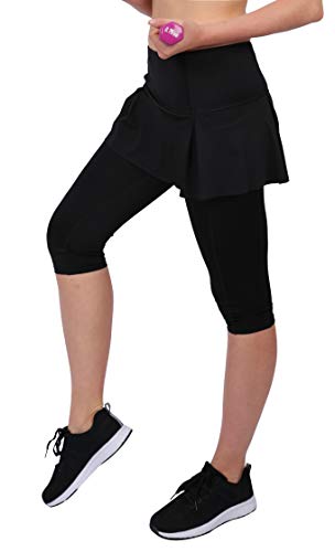 slimour Women Skirted Leggings High Waist Capri Leggings with Pockets Workout Pants Yoga