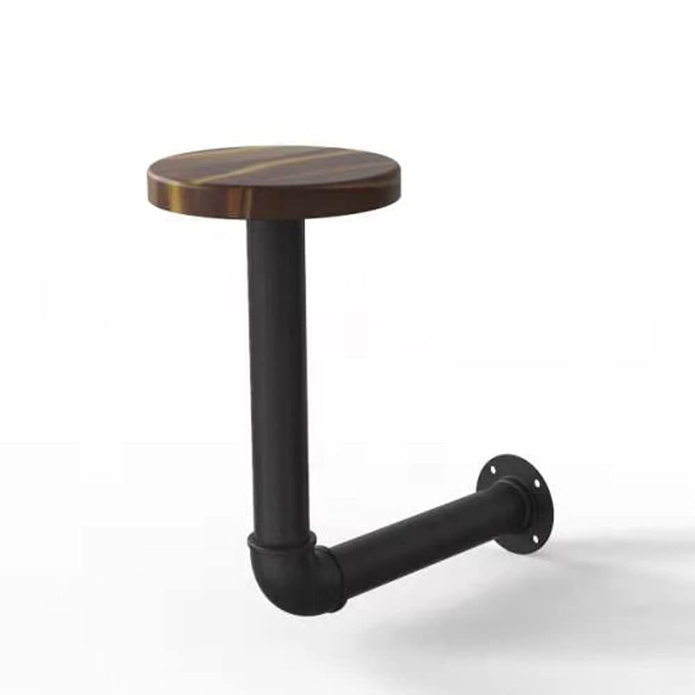 WANLIAN Metal Pipe & Brown Wood Wall-Mounted Hat & Wig Holder, Helmet Holder，Entryway Hanging Organizer Display Rack