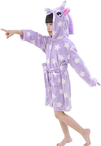 RGTOPONE Kids Soft Bathrobe Unicorn Fleece Sleepwear Comfortable Loungewear