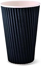 Black 16 oz Insulated Double Wall Ripple Cups (25 pcs) (Black)