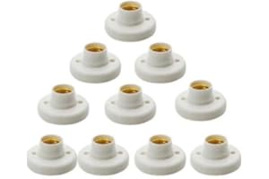 Hanperal Round E27 White LED Lamp Screw Base Halogen Bulb Holder Converter Light Bulb Base Lamp Socket Adapter (10 pcs)