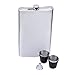 Hip Flask Holding 64 oz - Stainless Steel, Rustproof, Screw-On Cap - Metallic Grey Finish - Gift Box Included
