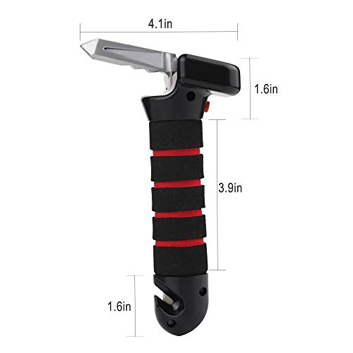 BREADEEP Car Assist Handle Cane, All-in-1 Grab Bar with Portable Safety Hammer, Built in LED Flashlight, Window Breaker and Seatbelt Cutter - Auto Standing Aid & Emergency Escape Tools