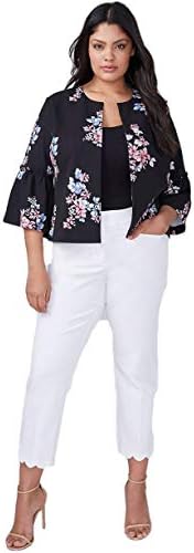 Lane Bryant White Allie Smart Stretch Crop Pants Scalloped Hem
