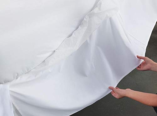 Tailor Solution by Perfect Fit | Bedskirt and Box Spring Protector - Effortless Installation, No Need to Lift Mattress, Patented Design (Queen, White)