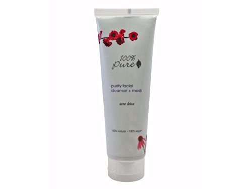 100% Pure: Purity Facial Cleanser + Mask, 4 oz, Detoxifying Essential Oils Kill Acne Causing Bacteria While Nourishing Seaweeds and Purifying Herbs Protect Against Future Breakouts