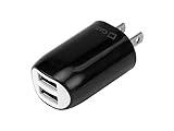 Dual Port Home Travel USB Wall Charger Adapter for iPhone 5 5s 5c 6 Samsung S3 S4 S5 Note 2 3 iPad HTC One M8, Etc. - 10 Watt (2.1 Amp) - By Cellet - Black