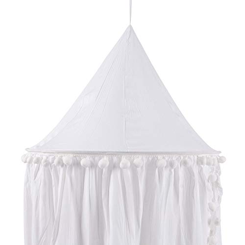 Inkach Pink Mosquito Net Canopy - Baby Bed Curtains - Round Dome Princess Bedding Mosquito Netting Cover Hanging Tent (White)
