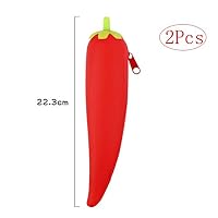 Yaohai 2Pcs Large Capacity Zipper Eggplant Peas Bean Pod Corn Shaped Pencil Case Creative Silicone Pen Bag Student Pencil Bag (Color : B)