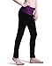 HDE Women's Maternity Yoga Pants Pregnancy Stretch Fold Over Lounge Leggings (Black with Purple, Large)