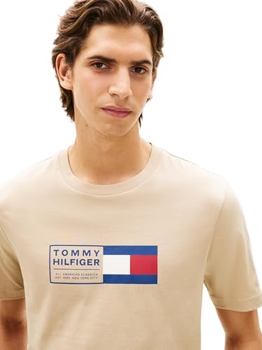 Herren T-Shirt Kurzarm Brand Love Text Box aus Baumwolle, Beige (Sandalwood), L