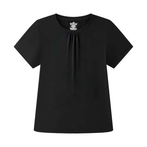 Cadidi Dinos Girls Basic Plain Shirts Kids Summer Tops Crewneck Short Sleeve Black T-Shirt Tees Size 10-11 Years at Amazon