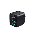 AUKEY USB Wall Charger, ULTRA COMPACT Dual Port 2.4A Output & Foldable Plug for iPhone iPad Samsung & Others - Black