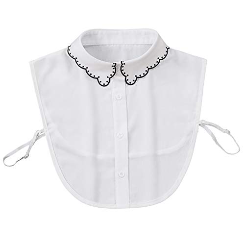 Joyci OL Joker Shirt Fake Collar Black Side Embroidery Chiffon Decorative Collar (Petal Collar)